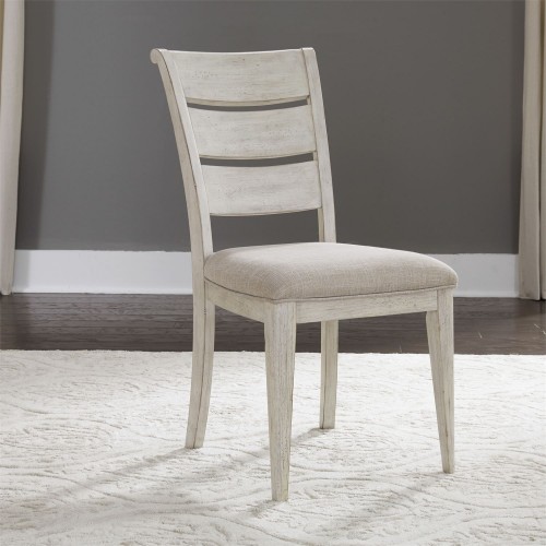 FARMHOUSE REIMAGINED UPHOLSTERED LADDER BACK SIDE CHAIR